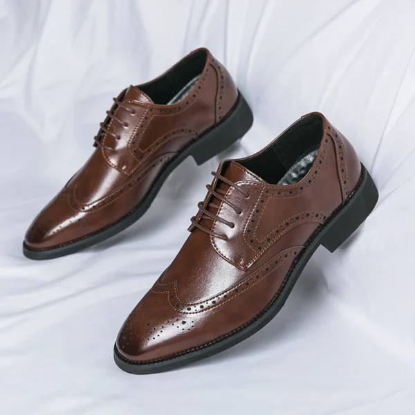 Mens Genuine Leather High Quality Oxford Derby Handmade Men Brogue Shoes Office Business Formal Wedding Shoes Luxury Dress Shoes 4