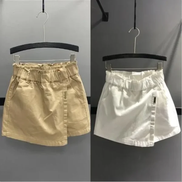 Women Slim A-line Wrapped Buttocks A-half European Chubby Oversized New Versatile Elastic High Waisted Denim Short Skirt Pants 3