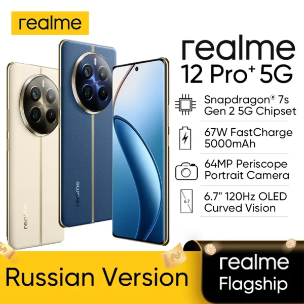 realme 12 Pro Plus 5G Smartphone 64MP Periscope Portrait Camera Sony IMX890 OIS Snapdragon 7s Gen 2 120Hz realme 12 pro+ NFC 1