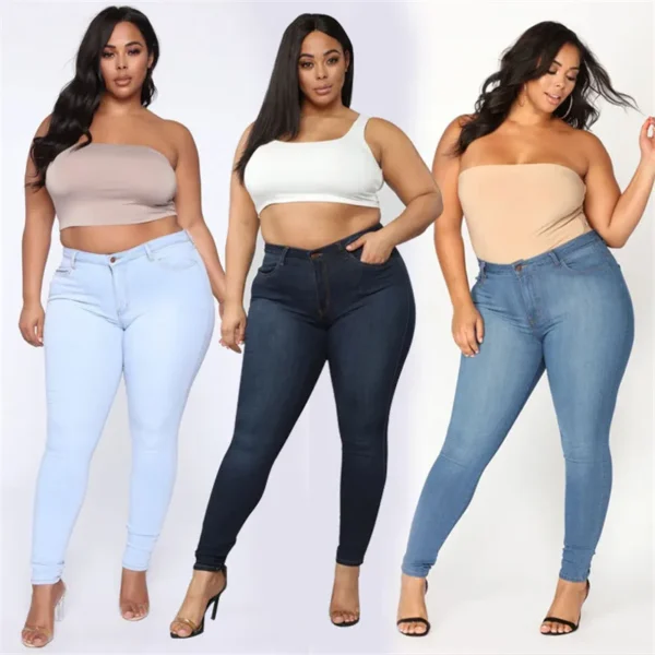 Plus size jeans XL-5XL women's high waist skinny denim jeans casual high stretch pencil pants drop shipping 2020 new arrival 1