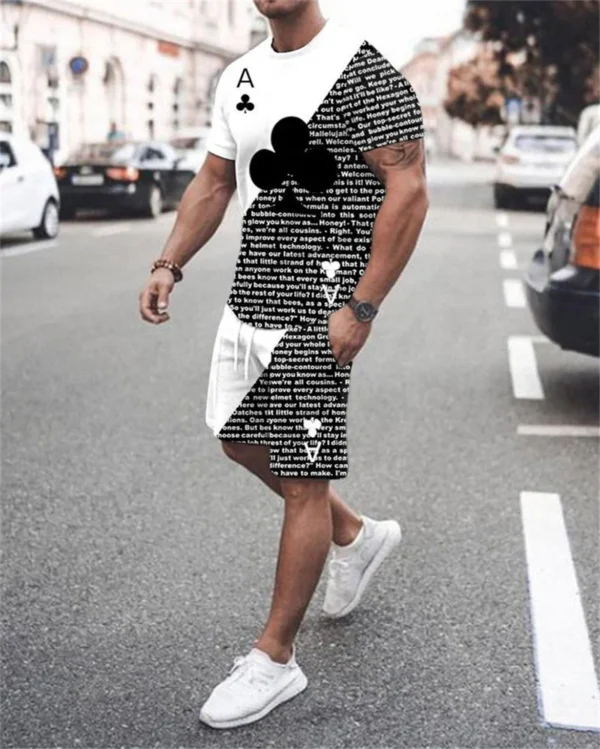 Men Tracksuit T-shirt Shorts 2 Pieces Set Poker J 3D Printed Casual Suit Short Sleeve Streetwear Oversized Men's Clothing 2