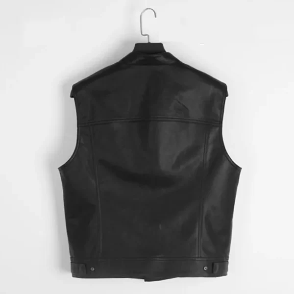 Men Vest Black Biker Motorcycle Hip Hop Waistcoat Male Faux Leather Punk  Spring Sleeveless Leather Vest Plus Size Loose Casual 2