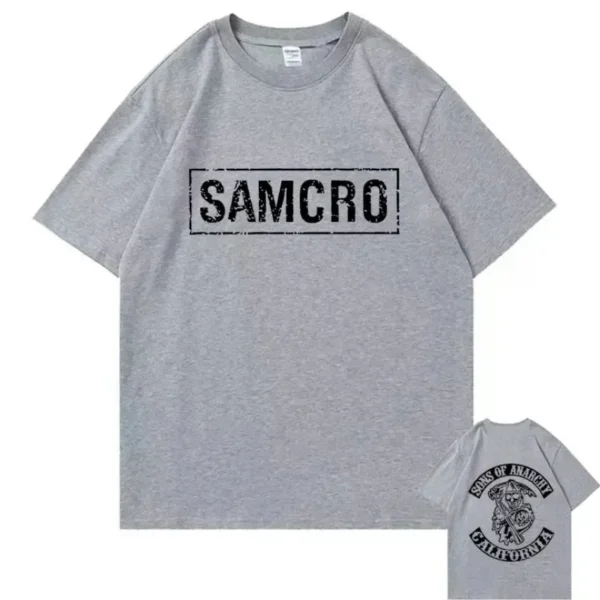 Sons of Anarchy SAMCRO Double Sided Print Tshirt Men Womnen Fashion Hip Hop Rock Tees Short Sleeve Summer Cotton T Shirts Tops 4