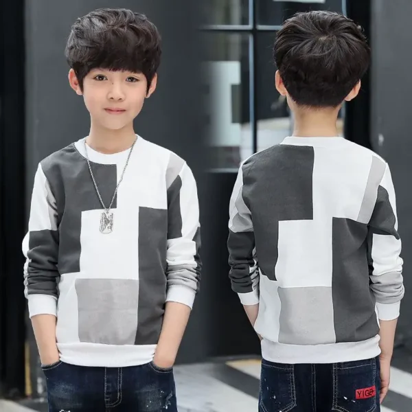 New Autumn T shirt for Boy Children Clothing Plaid Casual Teenager Long Sleeve Tops Kids Tees Clothes 5 6 8 10 12 13 14 Years 5