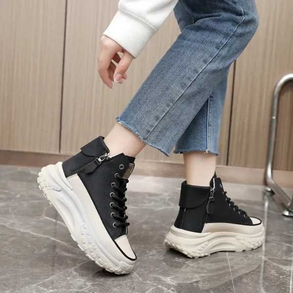 ZANPACE 2024 Summer Women's Sneakers Leather Canvas Breathable Vulcanized Platform Summer Shoes Fashion Casualot Women Shoes 6