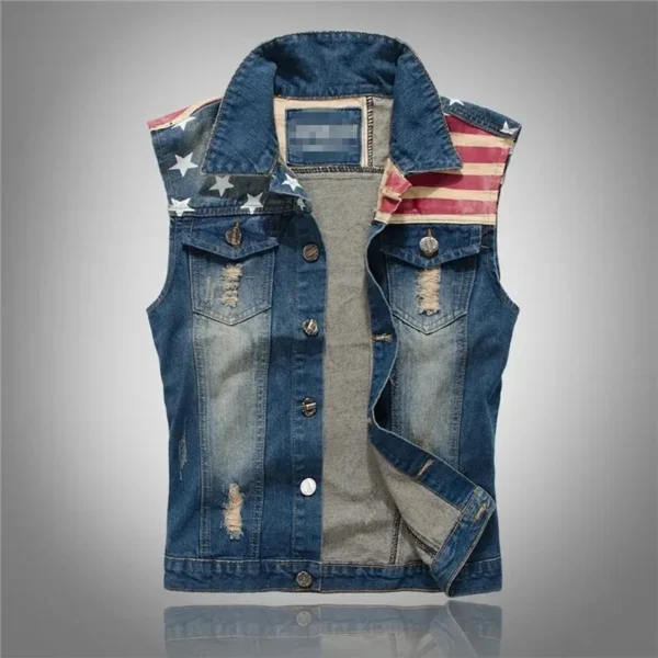 Cotton Jeans Sleeveless Jacket Men 5XL Dark Blue Denim Jeans Vest Men Cowboy Denim Vest Mens Jackets 1