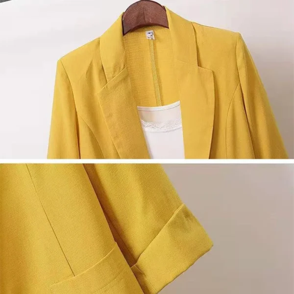 Fashion Women's Jacket Solid Color Yellow Black Cotton Fabric Loose Oversize Coat New Spring Summer Jackets 2023 OL Women's Suit 6