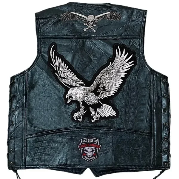 2024 Tiger Embroidered Patches Sleeveless Locomotive Leather Vest Moto Biker Jacket Casual Streetwear Locomotive Club Punk Veste 2