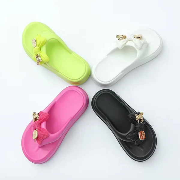 Women Flat Bow Flip Flops Women 2023 New Summer Platform Flops Female Thick Sole Mules Outdoor Fashion Casual Comfortable Slides 3