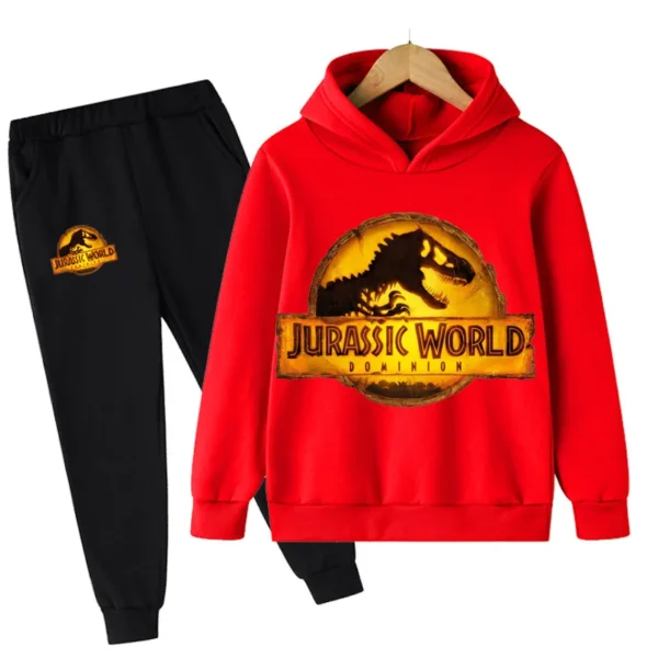 Children Dinosaur Hoodies Pants Set Boys Girls Jurassic World Dominion Sweatshirts Hooded Kids Fashion Pullovers Clothes Suit 6