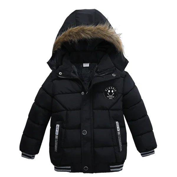 Autumn Winter Boys Jacket New Keep Warm Baby Coat Hooded Zipper Fashion Fur Collar Boys Outerwear 2 3 4 5 6 Years Kids Clothes 5