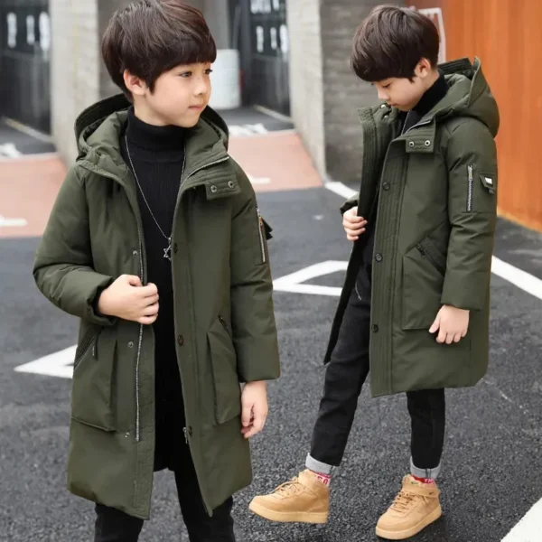 -30 degree children clothing boy clothes warm winter down cotton jacket Hooded coat Teen thicken outerwear kids waterproof parka 3