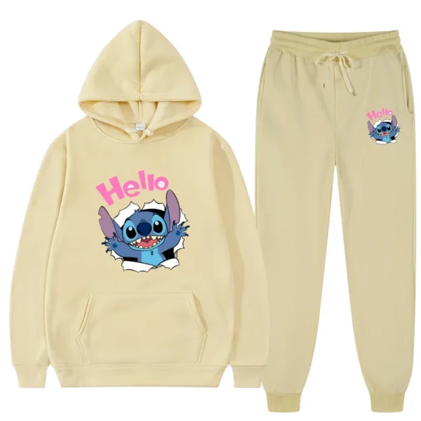 2023 Hello Hip Hop Suit Fashion Sports Hoodie Disney Lilo & Stitch Film Leisure Sportswear Autumn/Winter Set  For Men Women 4