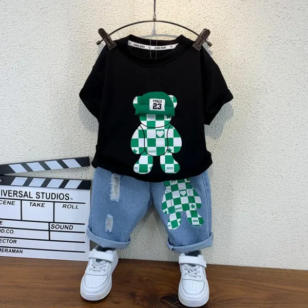 New Selling Summer Baby Boys Clothing Sets Tops bear T-shirt +Short Pants 2 Pieces Set Kids Boys Age 4 5 6 7 8 9 10 12Years 3