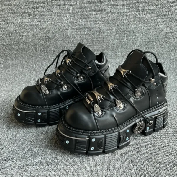 Punk Women Sneakers Rock 6cm Platform Shoes Woman Creepers Female Casual Flats Metal Decoration Thick Bottom Women Tennis Shoes 4