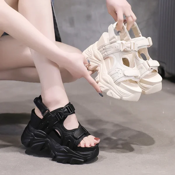 Fashion Summer Women Sandals Peep-toe Wedge Platform Sneakers Woman 10.5CM Heels Thick Bottom Sandal New Casual Beach Flip Flops 6