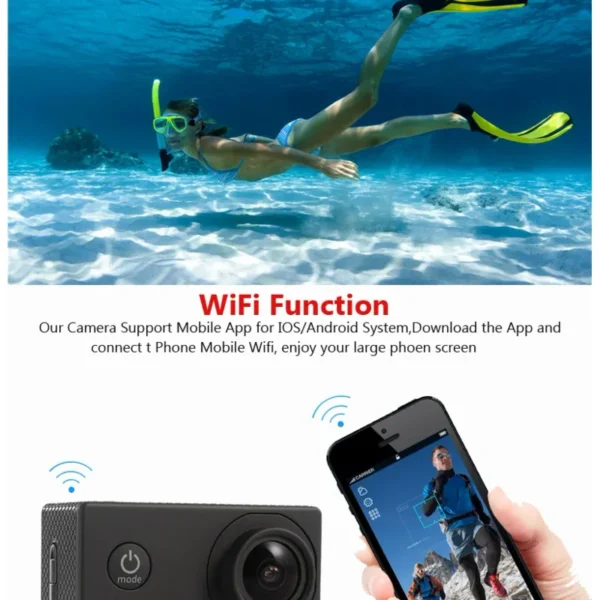 Action Camera Ultra HD 4K/30fps WiFi 2.0-inch 170D Underwater Waterproof Helmet Video Recording Cameras Sport Cam 2