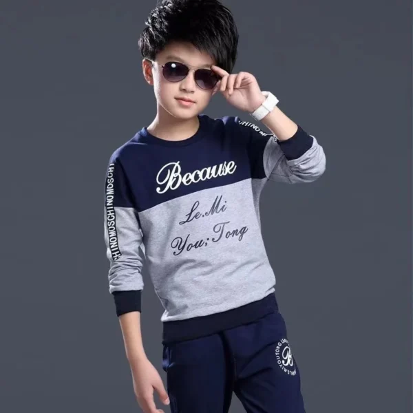 2024 New Boys Clothes Sport Suit Casual Sets Autumn Letter Children Winter Kids Tracksuit Spring + pants 5 6 7 8 9 10 11 12 year 4