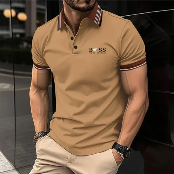 Summer short-sleeved Polo shirt, men's casual alphabet print street short-sleeved printed clothing 4