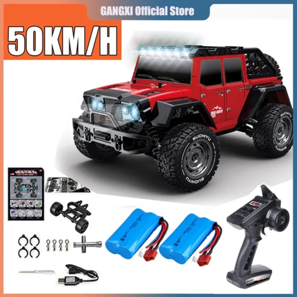 2.4G 1/16 70KN/H or 50N/H 4WD Rc Cars LED Headlights Off Road 4x4 High Speed Brushless Motor Monster Truck Kids Toys Gift Boys 6