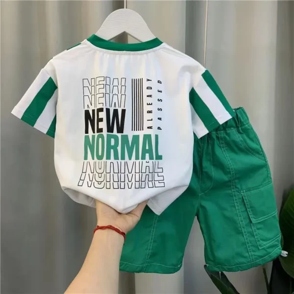 Summer Boy Clothing New Children's Clothes Set Boys Short Sleeve Striped T-Shirt+Shorts 2 Piece Set Kids 1-8T Sportswear Suit 2