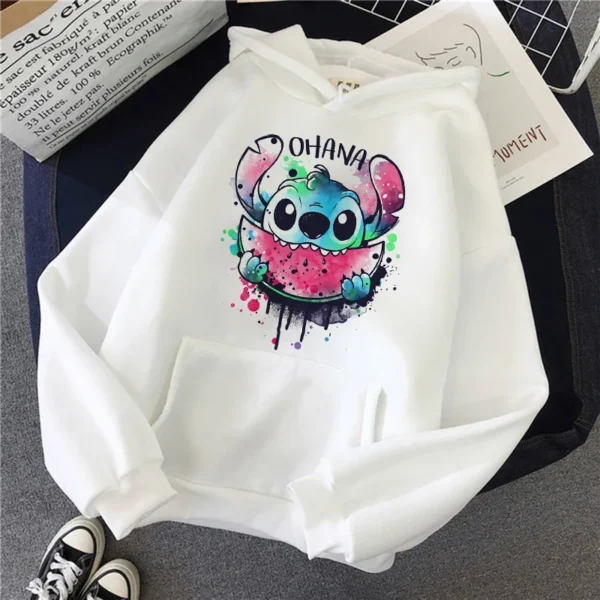 New Christmas Sweatshirt Lilo Stitch Disney Funny Cartoon Hoodies Women Harajuku Cute Stitch Anime Manga Streetwear Hoody Female 3