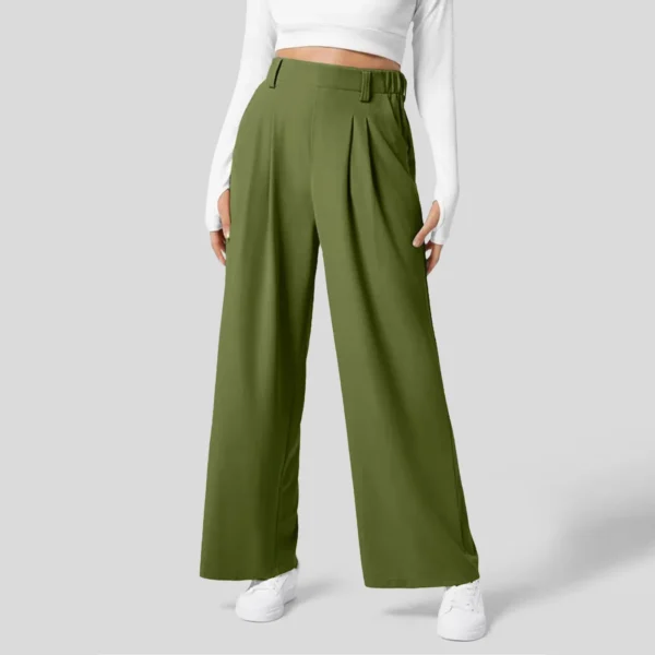 Solid Wide Leg Pants For Woman Work Business High Waisted Pants Office Elastic Trousers Casual Streetwear Womens' Slacks 1