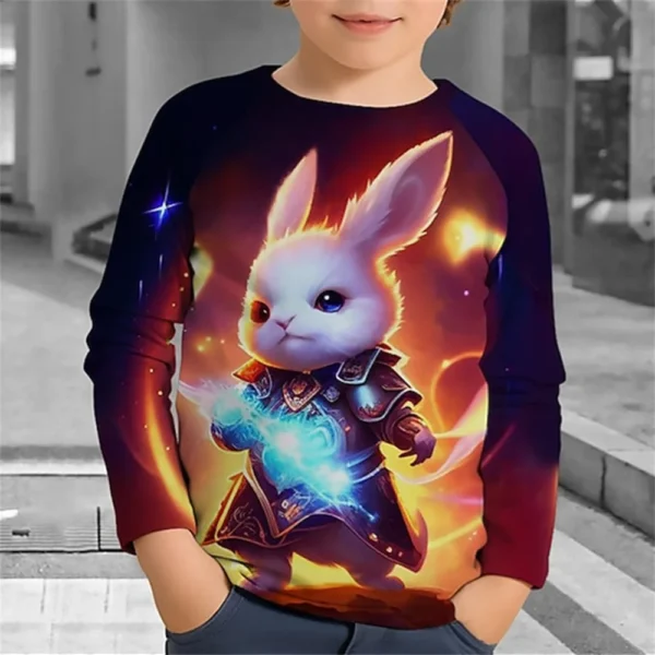 Boys' Autumn Clothes Children 2023 Autumn Kids 3d Animals Print Korean Long Sleeve T-Shirt Boy Girls T-Shirt 10 Years Tee Shirts 3