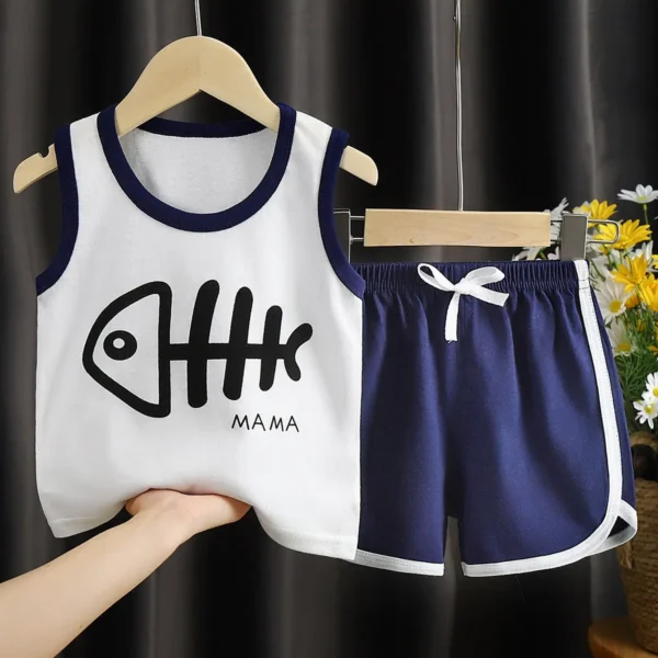 Children's Tracksuit Summer Kids Clothes Boys Sleeveless Tops + Shorts Suit Fashion Boys Vest 2 Piece Set 1-6 Year Old 4