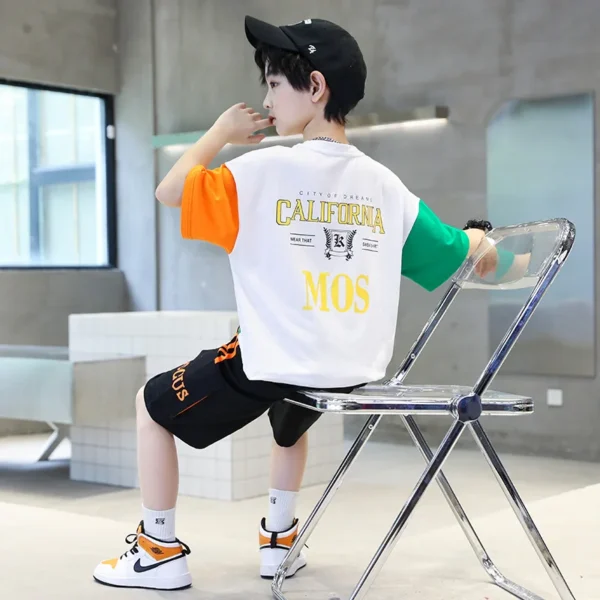 2024 summer Teenager Boys Clothes Casual Outfit Kids Tracksuit Child t shirt + shorts hot pant 4 5 6 7 8 9 10 12 11 13 14 Year 5