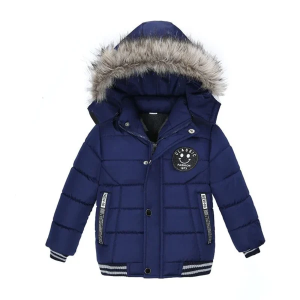 Autumn Winter Boys Jacket New Keep Warm Baby Coat Hooded Zipper Fashion Fur Collar Boys Outerwear 2 3 4 5 6 Years Kids Clothes 6