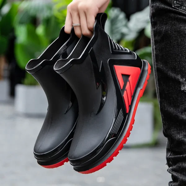 Fashion Men's Rain Boots Lovers Outdoor Non-slip Waterproof Working Water Boots Couple's Ankle Platform Rainboots Fishing Shoes 5