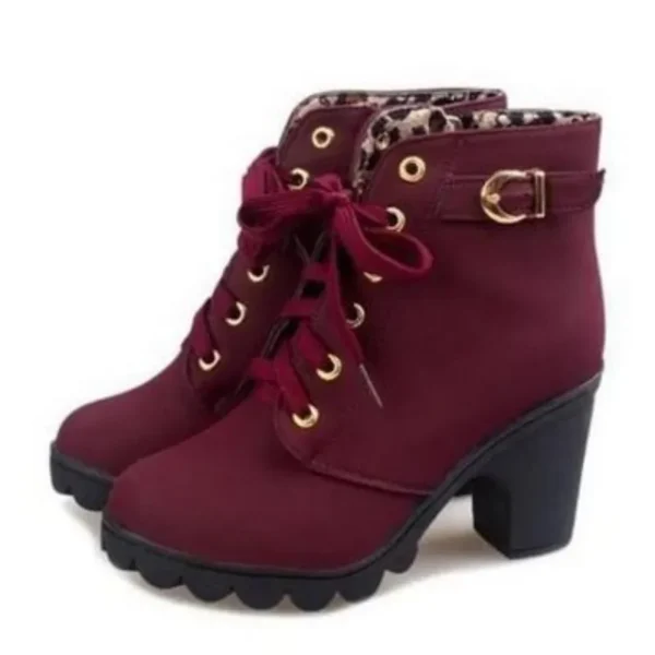 Winter  High Heeled Women Boots Cross Straps Short Boots Comfortable Waterproof Boots Warm Plus Size 42 Botas Femininas 6