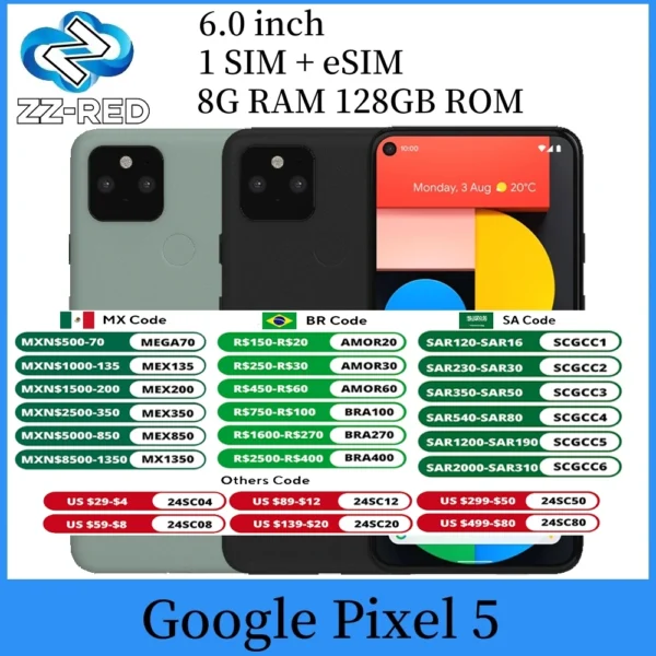 Google Pixel 5 5G RAM 8GB ROM 128GB Original Smartphone 6.0" NFC Octa Core Snapdragon 765G Pixel5 Unlocked Mobile Cell Phone 1