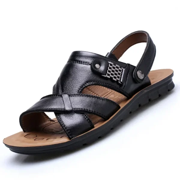 Men Sandals  Male Leather Sandals Classic Men Slippers Beach Shoes for Men Comfortable Walking Roman Sandalias Big Size 48 4