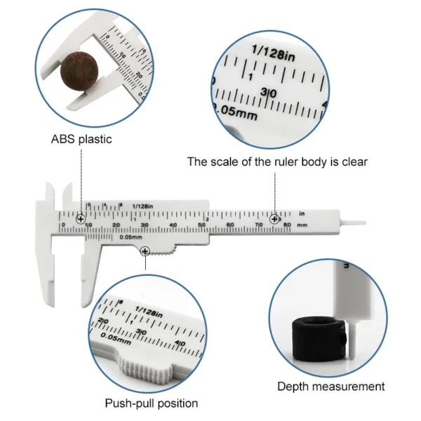 New Mini Plastic Vernier Caliper, 0-80mm Measuring Jewelry Measuring Tool, Students Caliper, Small Gifts 3