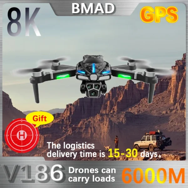 BMAD New 2024 V186 Brushless Drone Professional Three Camera HD Aerial 2.4G Photography Professional Obstacle Four-axis Toy Gift 1