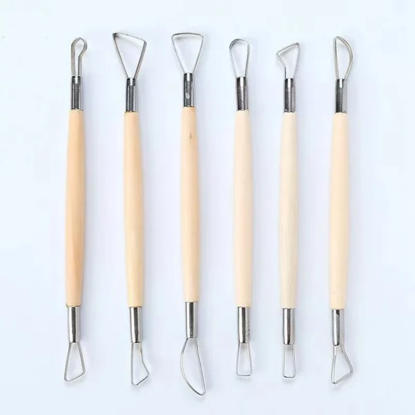 6PCS Wood Handle Art DIY modeling Clay cutters for polymer clay Tools kit Wax pottery and ceramic supplies clay sculpting tools 1