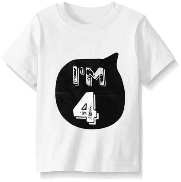 Summer Baby Clothes T-shirt Tops Children's Clothing Girl Boys 1 2 3 4 5 6 Year Birthday Outfit Toddler Infant Party Shirts 4