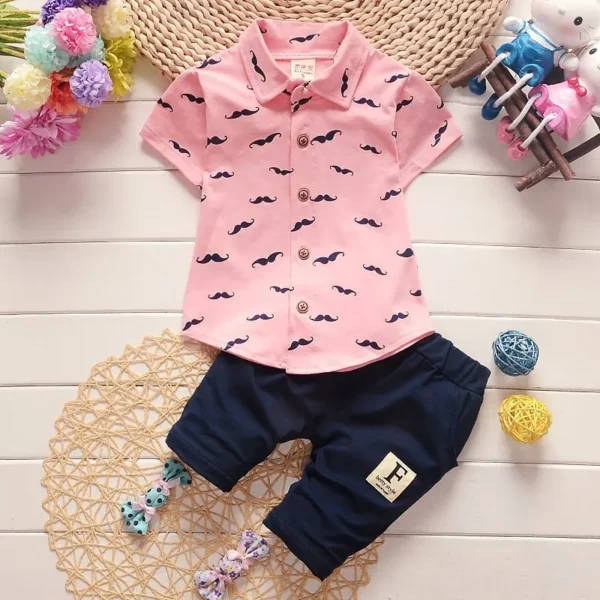 Summer New Cute Boy Suit Children's Printed Short-Sleeved Printed Shirt + shorts Suit Children's Cotton Cute Baby Clothes 4