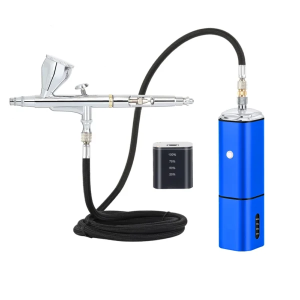 Free Shipping Rechargeable Cordless Airbrush Compressor Spray Paint Type C USB 1.2M Hose 0.3mm Needles Pneumatic Tool 1