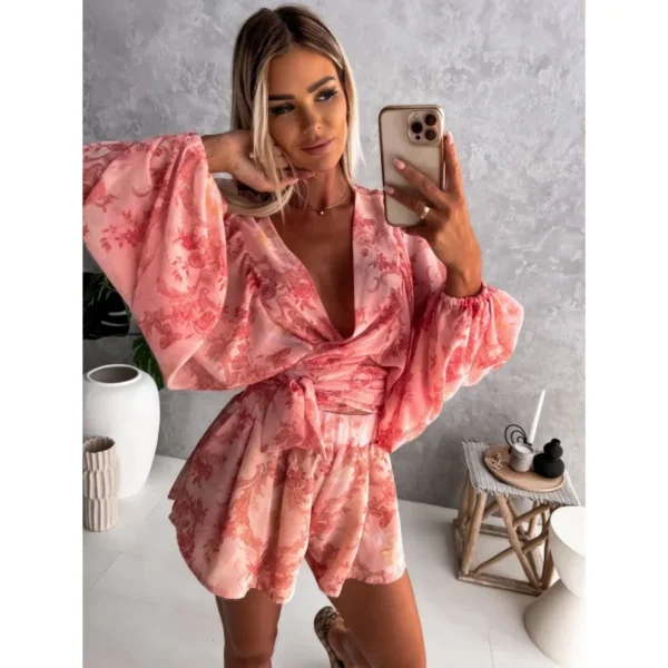 Sexy Bodysuit Women Rompers Jumpsuits rainforest holiday floral print V-neck Women Jumpsuit streetwear dropshipping JQMY2121 3