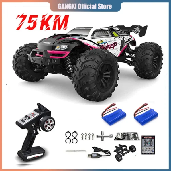 RC Cars 2.4G 390 Moter High Speed Racing with LED 4WD Drift Remote Control Off-Road 4x4 Truck Toys for Adults and Kids 2024 New 3