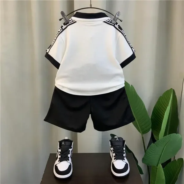 Summer Baby Boy Clothes Set Children Lapel Tshirts and Shorts 2 Pieces Suit Kid Letter Short Sleeve Top Bottom Outfit Tracksuits 4