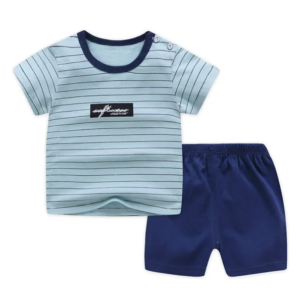 Casual Kids Clothes 2 Piece Set Clothing Green Cool Boy T-shirt + Shorts Clothing Boys Tracksuit Children Baby Clothes 3