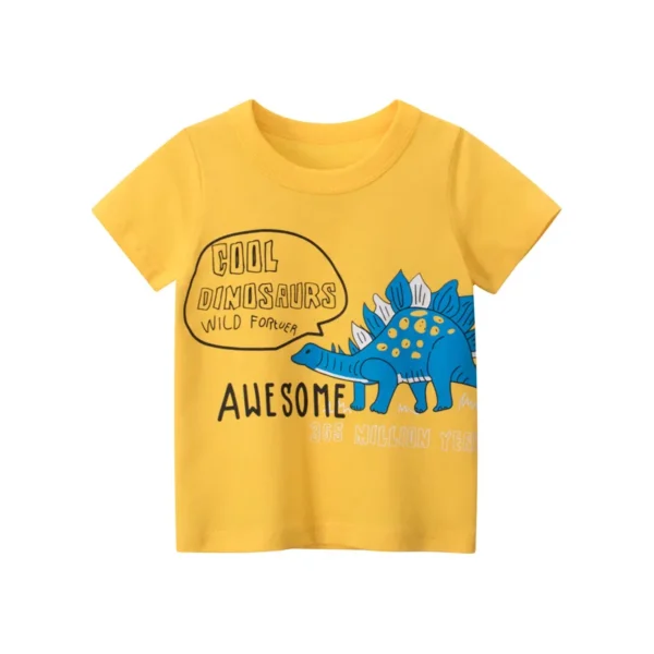 2024 Kids Shirts Dinosaur Printed Cartoon T Shirt for Boys Summer Animal Printing Boy T Shirt Tops Tees Children Clothes 4