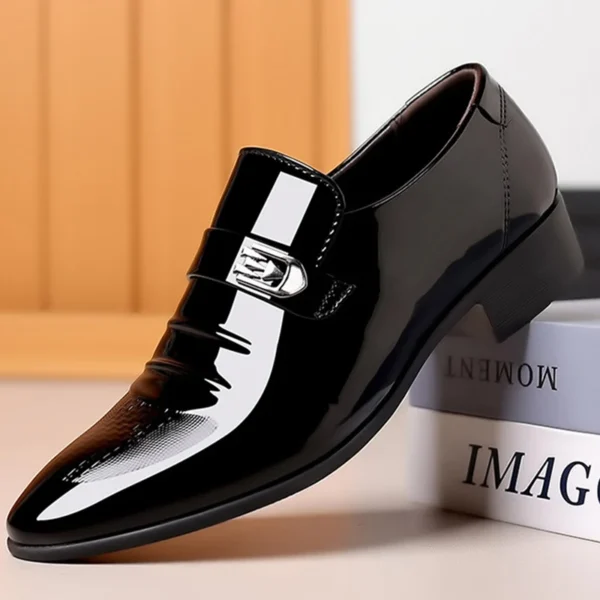 Brand New Patent Leather Shoes for Men Casual Business Shoes Office Work Shoes for Male Party Wedding Oxfords Point Toe Loafers 1