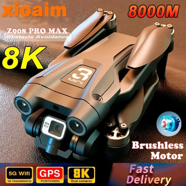 For xiaomi Z908 Pro Max Drone Brushless Motor 8K GPS Professional Dual HD Aerial Photography FPV Obstacle Avoidance Quadrotor 1