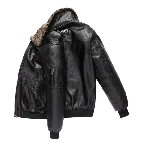 Men Winter Coats Pu Leather Jackets Bomber Coat Male Fleece Fashion Men's Clothing Motorcycle Jacket Thick Vintage Outwear 5Xl 3