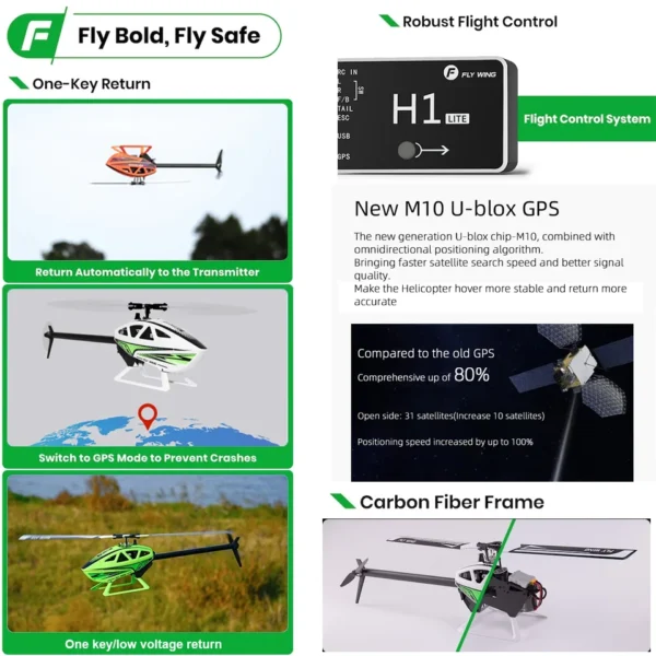 FLYWING FW450 RC 6CH 3D FW450L V3 Smart GPS FBL Gyro Helicopter  RTF H1 Flight Controller Brushless Motor Drone Quadcopter 4